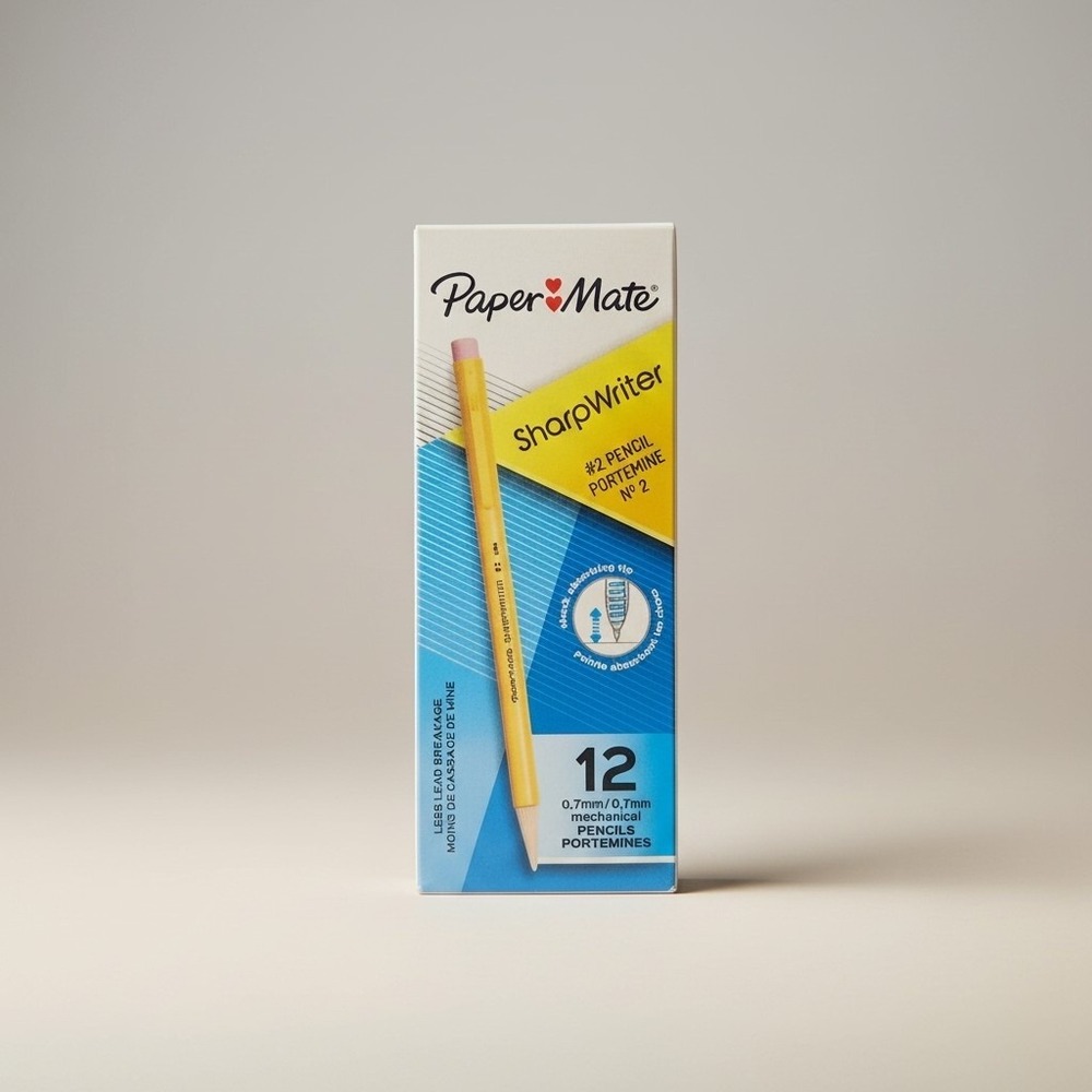 Paper Mate SharpWriter Mechanical Pencils 0.7mm HB #2 Yellow 12 Count NOS